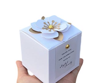 Custom 20PCS White Elegant Wedding Favors Box, Candy Box, Gift Favor Box For Birthday Anniversary Event Holiday Party, Floral Candy Boxes