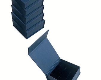 50 Blue Jewelry Gift Boxes, Elegant Rigid Box with Velvet Insert