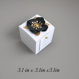 New 20 PCS Black 3D Floral White Favor Boxes – Wedding, Birthday, Party Candy Gift Boxes