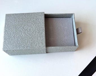 Grey Handmade Sliding Jewelry Box with Velvet Insert