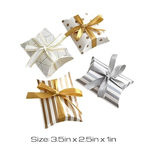 Elegant Ribbon Favor Boxes: Wedding, Bridal Shower, Party (Set of 20, Custom Tags Available)