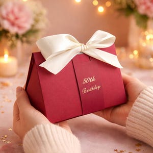 Personalized Burgundy Wedding Favor Boxes with Ivory Ribbon - Set of 20