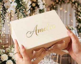 Handmade Ribbon Rigid Magnetic Gift Box: Ivory Foldable Elegant Hard Box