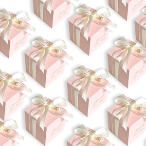 Personalized Pink Favor Box: 20 PCS Wedding Candy Boxes with Gold Foil