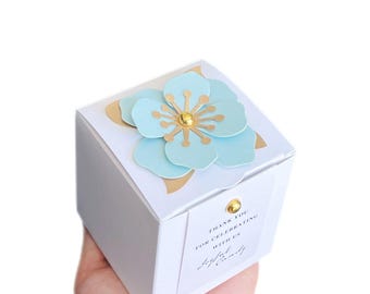 White Flower Favor Box: Wedding, Shower, Party Gift Box (3.54in)