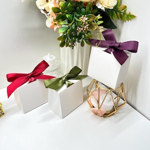 20 PCS Personalized Ribbon White Favor Boxes | Elegant Wedding, Bridal Shower, Event Gift Boxes | Birthday,  Anniversary Party Favors