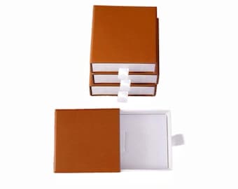 Handmade Brown Sliding Jewelry Box: Velvet Ring, Necklace Gift Box