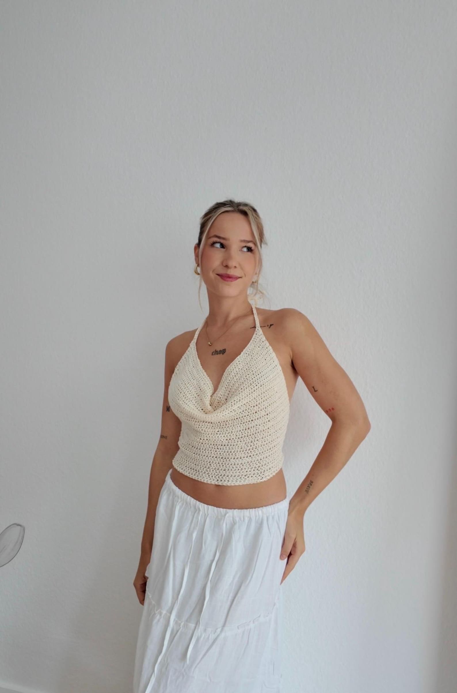 Crochet Loop Top Crochet Top Pattern Beginner PDF – Halter Neck Crop Top – Backless ...