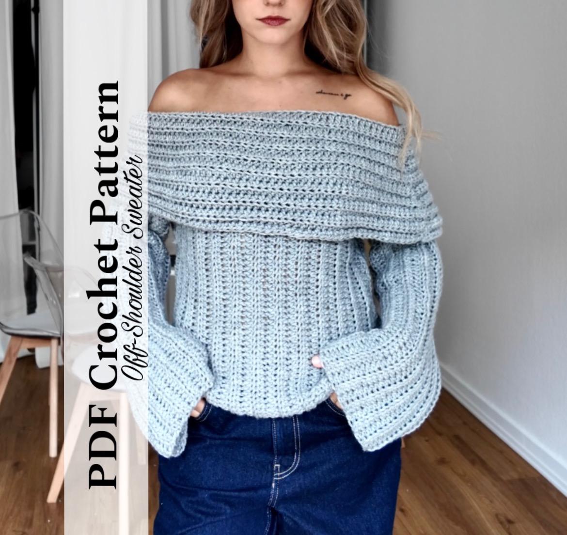 Knitting Pattern Chunky Off The Shoulder Jumpers Chunky Knit Off