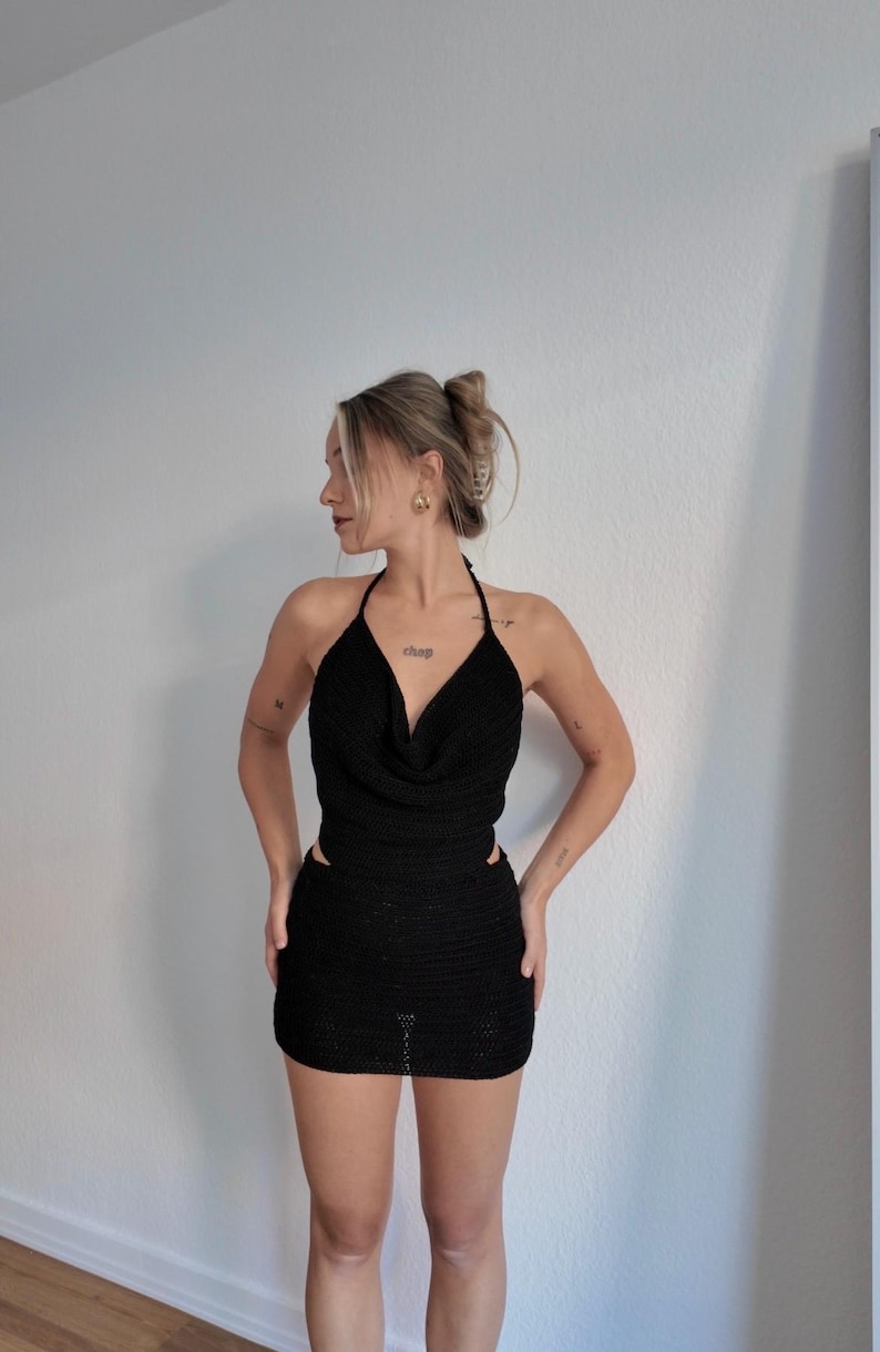 Crochet Dress Pattern Beginner PDF – Backless Halter Mini Dress – Summer Festival Dress – Easy Crochet Pattern – “Minkie” - English image 2