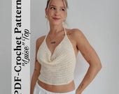 Crochet Top Pattern Beginner PDF – Halter Neck Crop Top – Backless Summer Top – Easy Crochet Pattern – “Luise” | English