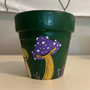 Planter Pot with Hand painted mushrooms