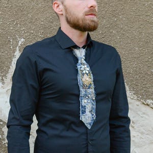 Junk Denim Necktie - Upcycled Tie - Punk Clothing - Junk Tie