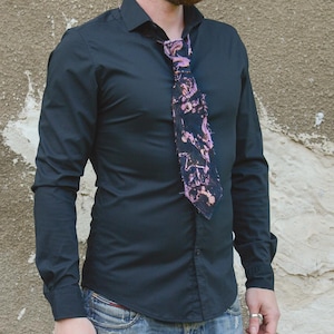 Junk Denim Necktie - Upcycled Tie - Punk Clothing - Dystopian Tie Necklace - Bleached Necktie