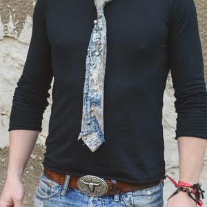 Junk Denim Necktie - Upcycled Vintage Tie - Punk Clothing - Junk Tie