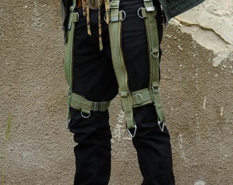 Arnês de perna pós-apocalíptico - Acessórios LARP - Roupas Wasteland - Arnês de perna militar