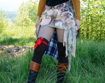 Asymmetrical Fringe Rag Skirt: Handmade Boho Festival Clothing