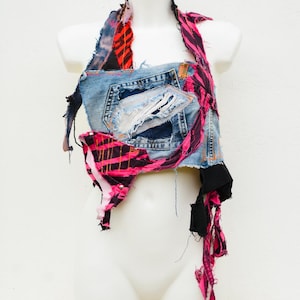 Distressed Clothing - Dystopian Clothes - Post Apocalyptic Top - Festival Clothing - Cyberpunk Clothes- Wasteland halter top - Burning man
