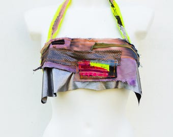 Postapokalyptisches Neckholder Top: Upcycled Wasteland Clothing S/M