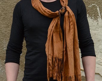 Post-apocalyptic scarf - larp accessory - wasteland clothing - leather scarf - festival outfit - damaged clothing