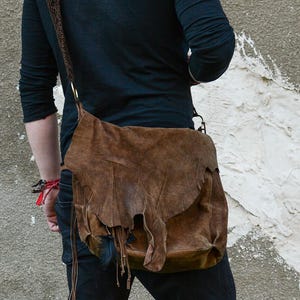Postapocalyptic Leather Bag - Larp Accessory - Wasteland Clothing - Distressed Larp Bag