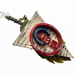 Sculpted 3D Ornament, Cubs Banner, Chicago Cubs Ornament, Wrigley Field, Wrigley Field Ornament