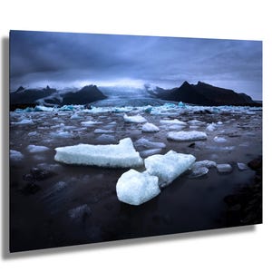 Laguna glaciale di Fjallsjokull, Islanda, fotografia artistica, decorazione murale, arte murale, carta/tela/metallo/acrilico
