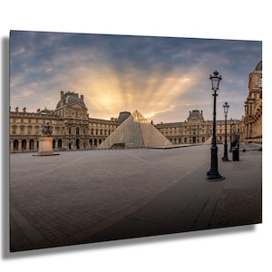 Musée du Louvre, Paris, France, pyramid, sunrise, fine art photograph, wall decor, wall art, paper/canvas/metal acrylic