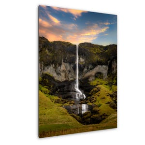Foss á Síðu, Islanda, cascata, fotografia artistica, decorazione murale, arte murale, carta/tela/metallo/acrilico