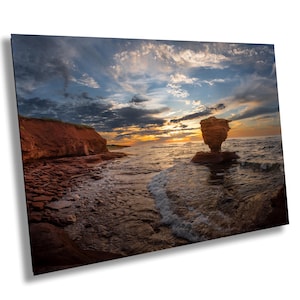 Teacup Rock, tramonto, Prince Edward Island, fotografia artistica, decorazione murale, arte murale, carta/tela/metallo/acrilico