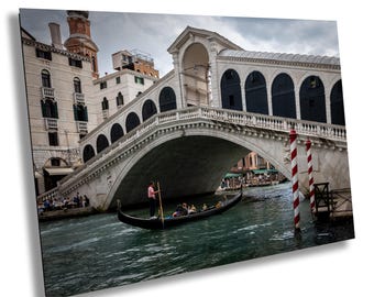 Rialto Bridge with Gondola, Grand Canal, Rio Grande, Venice, Italy.