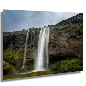 Seljalandsfoss, Islanda, cascata, fotografia artistica, decorazione murale, arte murale, carta/tela/metallo/acrilico