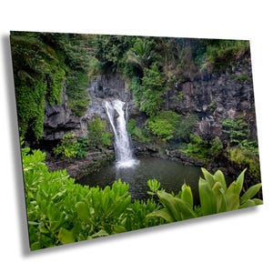 Makahiku Falls, Maui, Hawaii, Sand Beach, Palm Trees, Lagoon, Wall Art, Paper, Prints, Canvas, Acrylic, Aluminum or Metal, Photograph