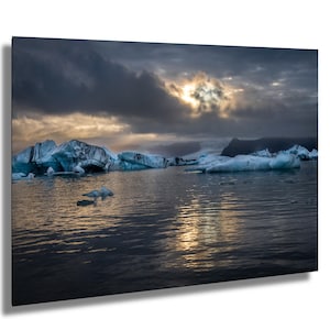Laguna glaciale di Jokalsarlon, Islanda, fotografia artistica, decorazione murale, arte murale, carta/tela/metallo/acrilico