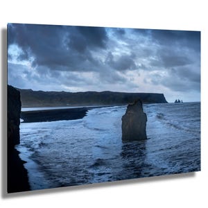 Penisola di Dyrholaey, Islanda, tempesta in mare, fotografia artistica, decorazione murale, arte murale, carta/tela/metallo/acrilico