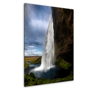 Seljalandsfoss, Islanda, cascata, fotografia artistica, decorazione murale, arte murale, carta/tela/metallo/acrilico