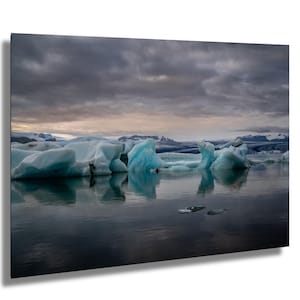 Laguna glaciale di Jokalsarlon, Islanda, fotografia artistica, decorazione murale, arte murale, carta/tela/metallo/acrilico