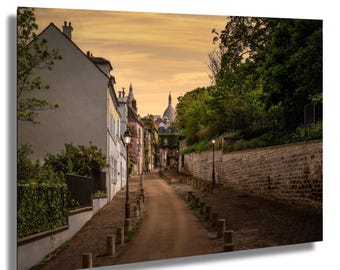 Rue de l’Abreuvoir, Sacre Coeur, Montmartre, Paris, France, sunset, fine art photograph, wall decor, wall art, paper/canvas/metal acrylic