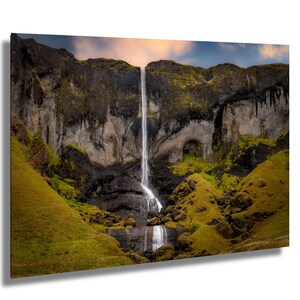 Foss á Síðu, Islanda, cascata, fotografia artistica, decorazione murale, arte murale, carta/tela/metallo/acrilico