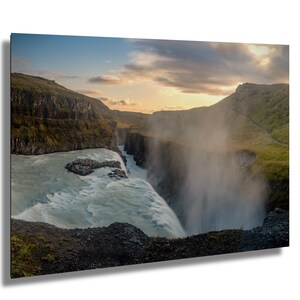 Gullfoss, Islanda, cascata, fotografia artistica, decorazione murale, arte murale, carta/tela/metallo/acrilico