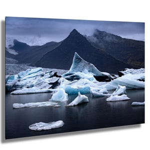 Laguna glaciale di Fjallsjokull, Islanda, fotografia artistica, decorazione murale, arte murale, carta/tela/metallo/acrilico