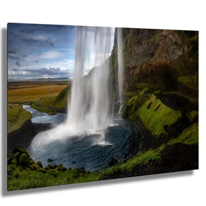 Seljalandsfoss, Islanda, cascata, fotografia artistica, decorazione murale, arte murale, carta/tela/metallo/acrilico