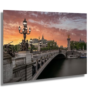 Pont Alexandre III, Grand Palais, Seine River, Paris, France, sunset, fine art photograph, wall decor, wall art, paper/canvas/metal acrylic