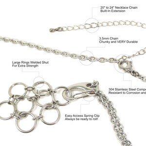 LEVIATHAN d20 Jail Pendant Removable Metal d20 in Stainless Steel Chainmail Necklace Adjustable 20 to 24 Inch Chain image 4