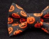 Dapper Cat Halloween Jack-O-Lanterns on Black Bow Tie