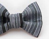 Black and Silver Metallic Stripes Dapper Cat Bow Tie