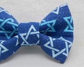 Dapper Cat Stars of David Hanukkah Pattern Cat Bow Tie