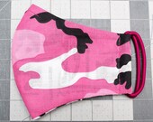 READY TO SHIP Pink Camouflage Pattern Contoured Cotton Face Mask w/ Filter Pocket