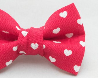 Dapper Cat Red with Hearts Valentine Bow Tie