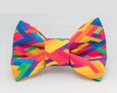 Rainbow Abstract Stripes Pattern Dapper Cat Bow Tie